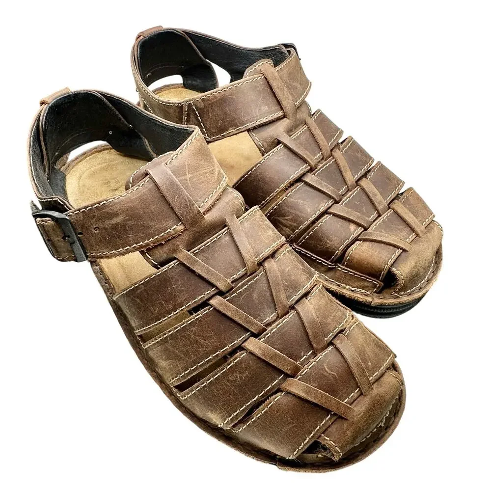 NAOT | Men | Julius Brown Leather Fisherman Buckle Strap Sandals | EU 46 US 13